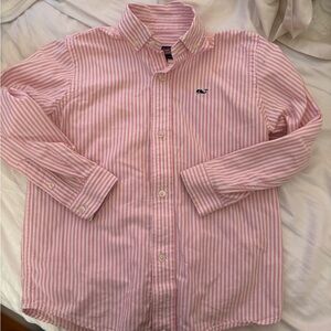 Vineyard Vines Pink and White Striped Whale Oxford Button Down Shirt